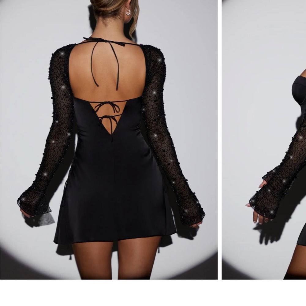 Oh Polly Sequin Black Dress